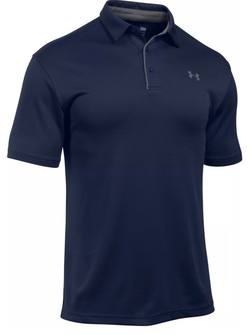 Under Armour | XLT | Navy with Gray Trim Loose Fit Tech Golf Short Sleeve Polo